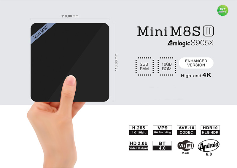 Android Tv Box Mini M8SII RAM 2GB+16GB Android 6.0,KODI