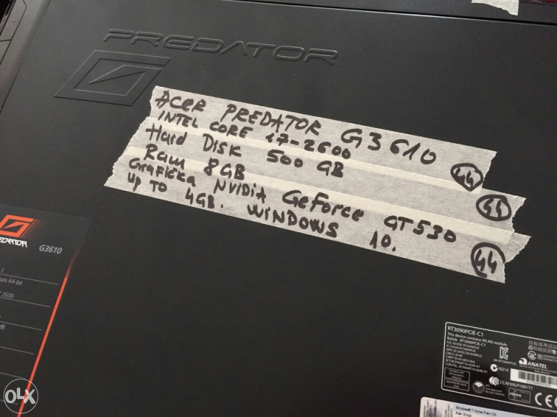 Acer  Predator G3610 intel core i7-2600 ram.8gb