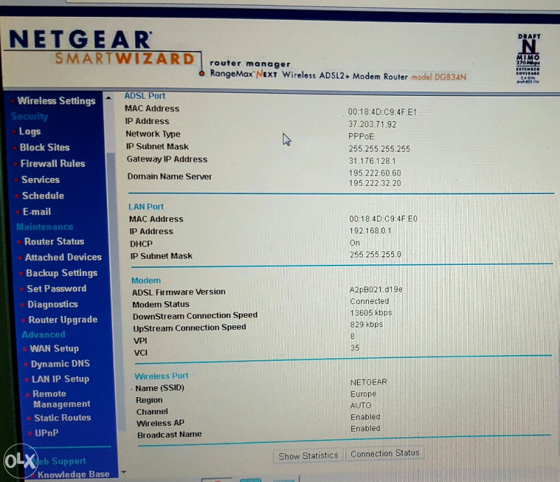 Modem-router ADSL2/2+ Netgear DG834N sa 2 un.antene