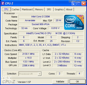 I3 330M 330 M i3 Intel