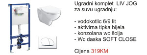 Ugradbeni vodokotlić LIV JOG, tipka, WC šolja sa daskom