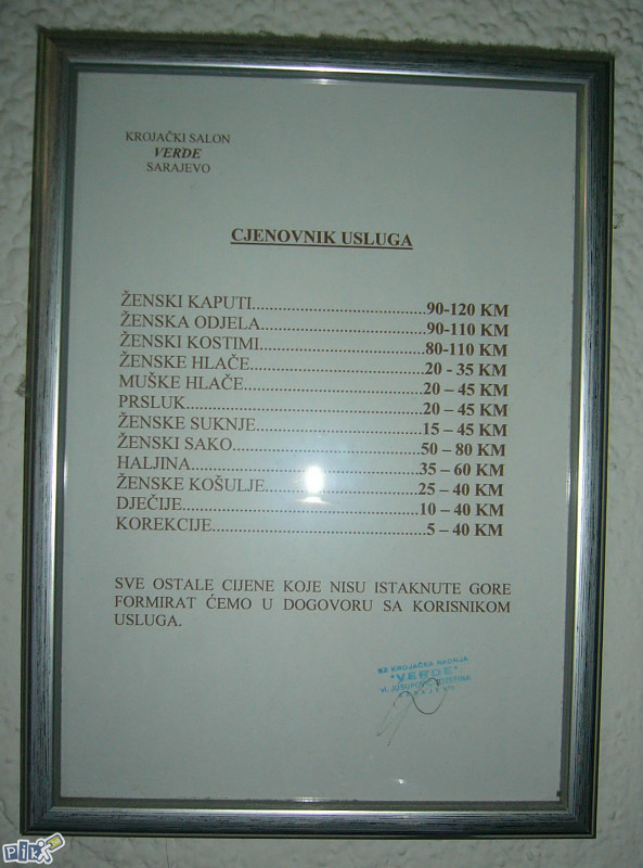 Krojač Sarajevo - Krojački salon VERDE - tel:38761903552