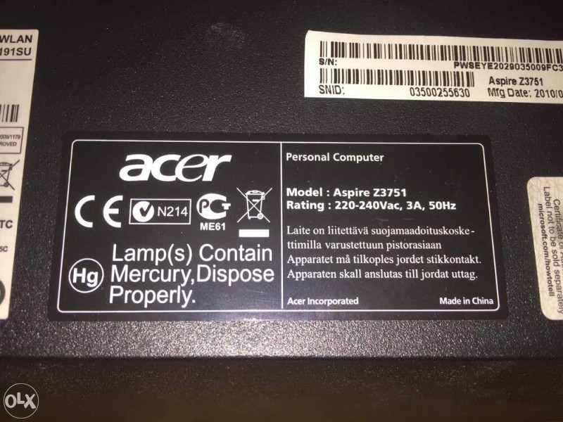 Acer Aspire Z3751 intel pentium G6950 2,80ghz