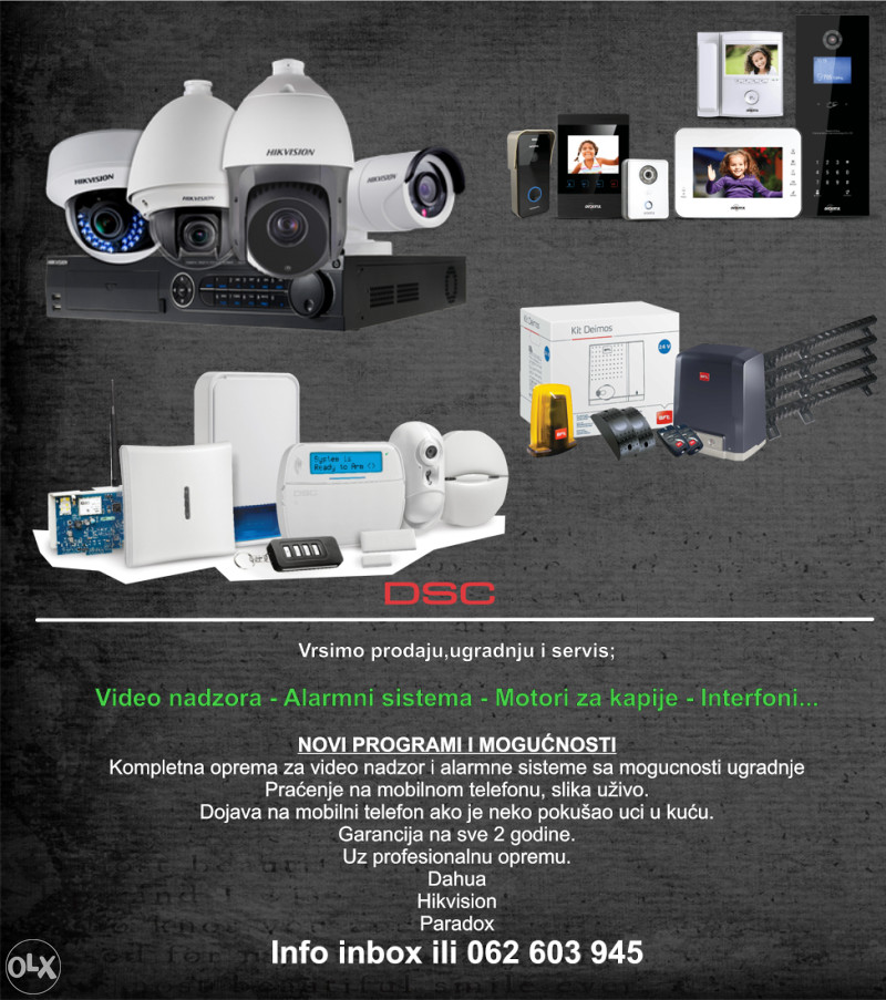 Motori za kapije,video nadzor,alarmni sistemi.... Alarmi OLX.ba